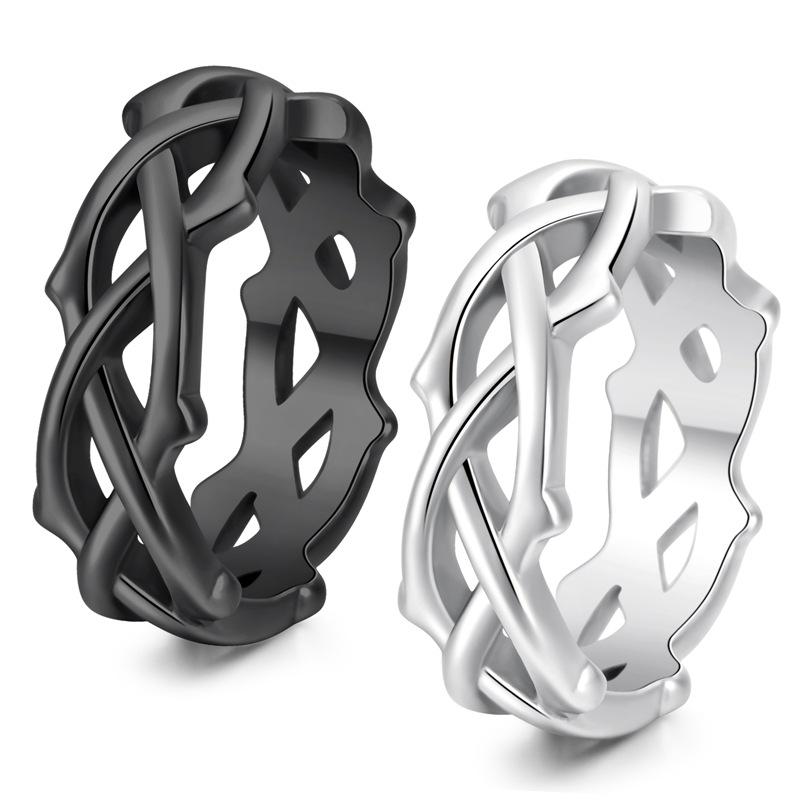 European and American Men's Thorn Vine Weaving Personalized Hollow Branch Ring Neutral Wind Ring with Jewelry