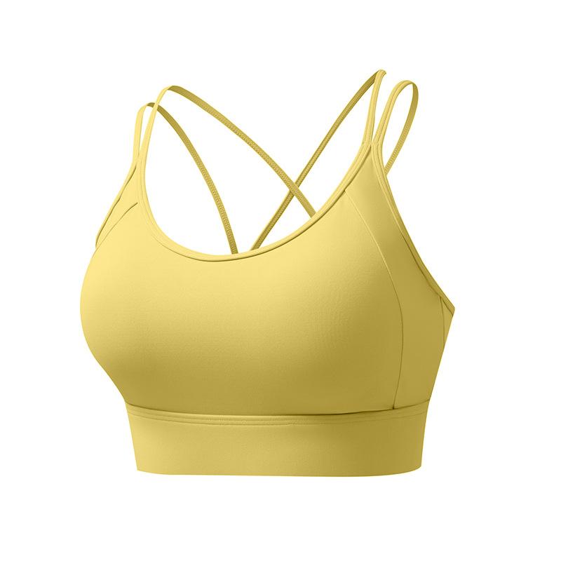 Color Block Criss Cross Back Women Push Up Sports Bra For Yoga Running Fitness