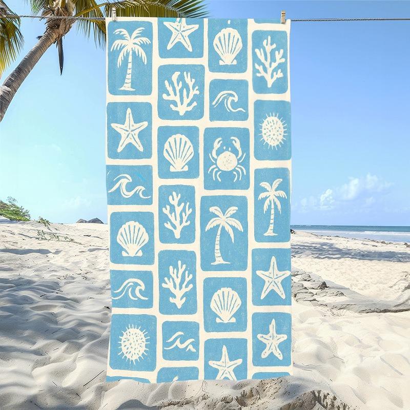 

Sea Turtle Starfish Print Beach Towel Polyester Quick Dry Sand Free Large Bath Towels for Summer Pool Swimming Vacation Blanket W40*H60(CM)