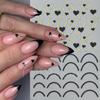 Nail Art Stickers Ins Valentine's Day Black And White Love Hot Stamping Lines Smile French Adhesive Nail Stickers