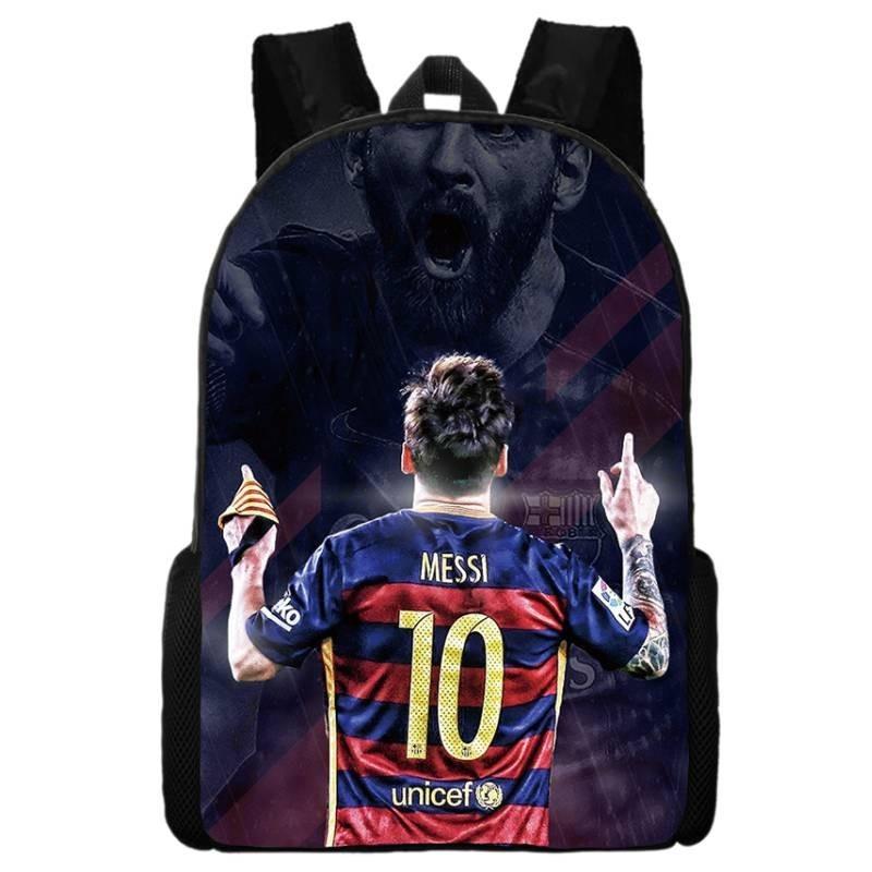2024 New Mbappe Messi Ronaldo Neymar Football Print Backpack Lunch Bag Pencil Case Set Durable Polyester Cute Geometric Design