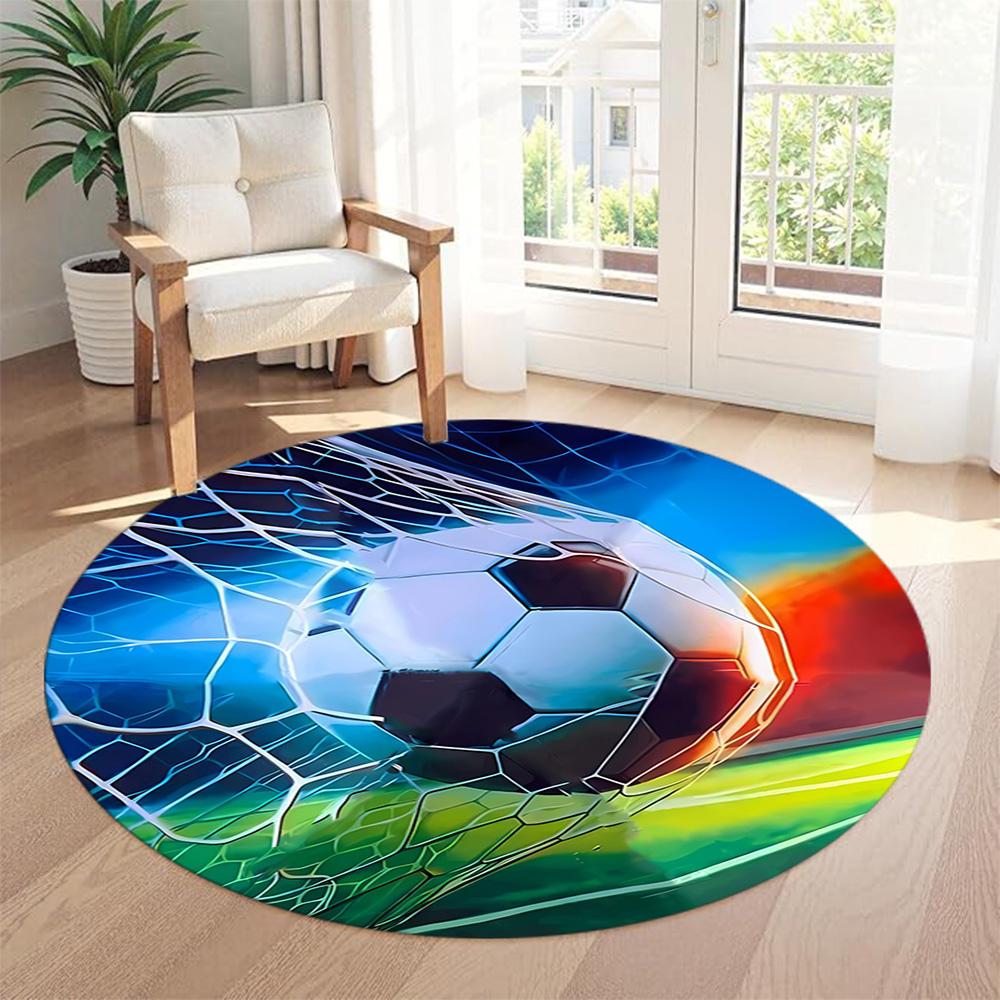 Football Round Floor Mat Perfect for Decorate room Outdoor Foyer Balcony Antislip Round Carpet Decorate Offices