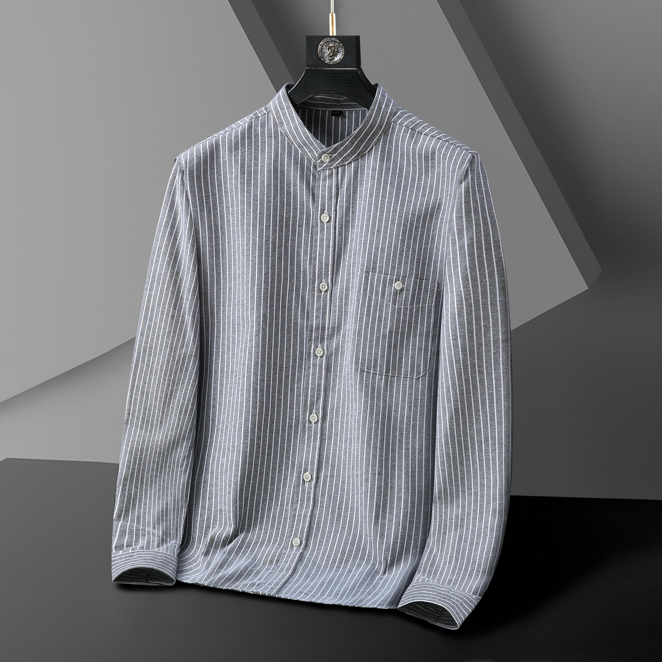 

Plus size 10XL Men s spring and autumn long sleeved shirt, men s casual loose elastic shirt 175/L серый