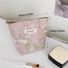 Polyester Canvas Flower Clutch Bag Flower Pattern Zipper Closure Makeup Bag Portable Large Capacity Travel Toiletry Bag