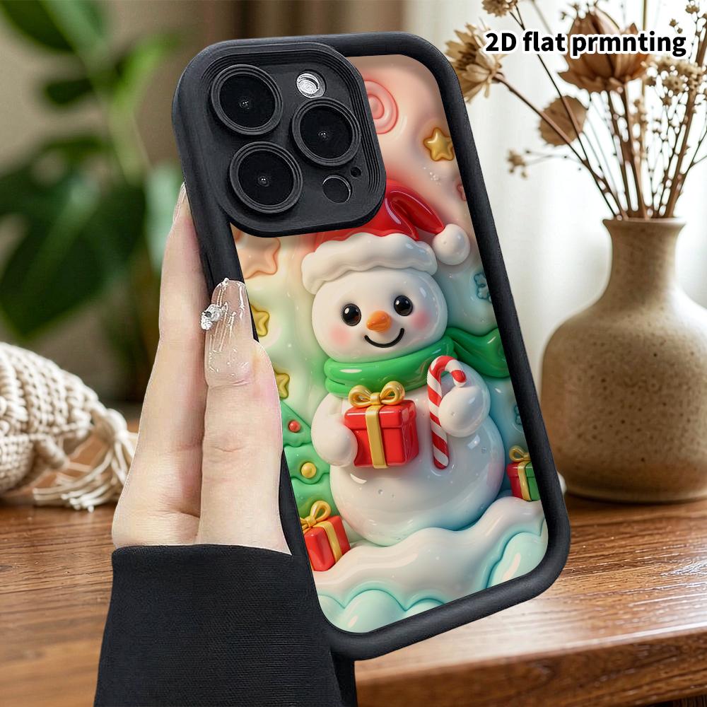 Phone case: 2D flat design, suitable for iPhone 18, 17, 16, 15, 14, 13 Pro protective cases, Christmas snowman, perfect Christmas and Halloween holida
