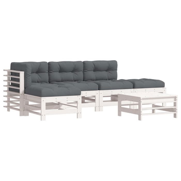 VidaXL Salon de Jardin avec Coussins 6 pcs, Canapés avec Dossier et Accoudoir, Ensemble de Meubles avec Table Basse Patio 3185914
