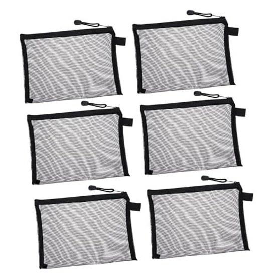 No-brand nylon black mesh cosmetic pouch set 10 zipper transparent design convenient storage organizer travel toiletry bag.