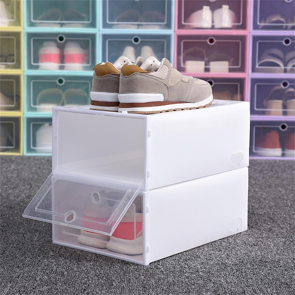 Thickened PP Plastic Transparent Flip Top Shoe Box Foldable Storage Container for Home Dustproof Wardrobe Organizer 31*20*13cm