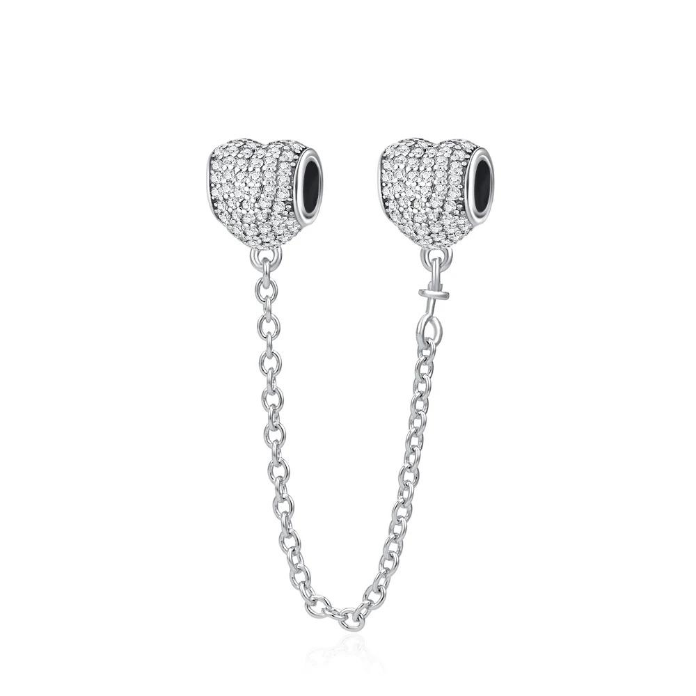 925 Silver Star Moon Crown Pendant DIY Bracelet Spacer Bead Women Jewelry Safety Chain New