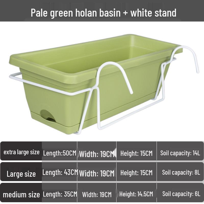 Nordischer großer rechteckiger Kunststoff-Hänge-Balkon-Blumen- & Gemüse-Topf Kasten