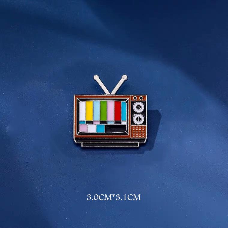

Retro No Signal Colorful Enamel TV Brooch Pendant for Couples