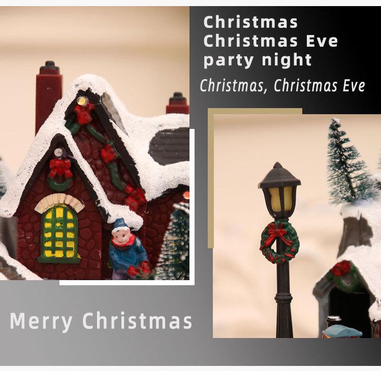 Figura Musical Navideña de Resina con Luces Giratorias, Decoración de Escena para Hoteles y Restaurantes