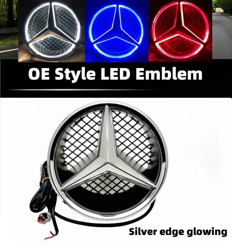

Car Sticker For Mercedes Benz W205 W218 W207 W176 W212 Car Front Grill Logo Light mirror face LED Badge Emblem Luminous Decorati Emit white light