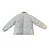 Women Men Cotton Coat Stand Collar Long Sleeve Drawstring Hem Puffer Jacket with Pockets Loose Fit Warm Winter Outerwear