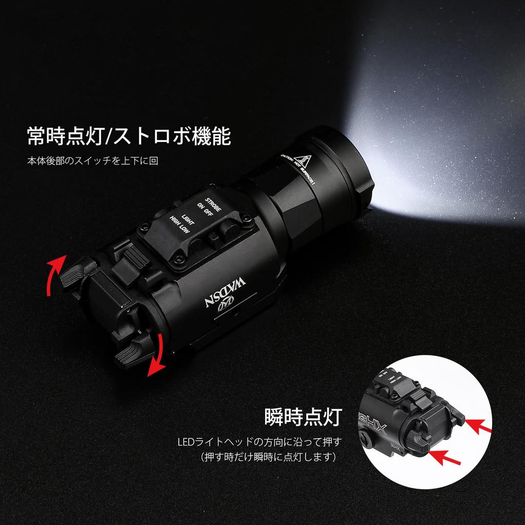 NECARL XH35 Weapon Light Replica Lumen Switching with Strobe Tactical Light Compatible with 20mm Rail Handgun Light W Engraved Flashlight for Survival