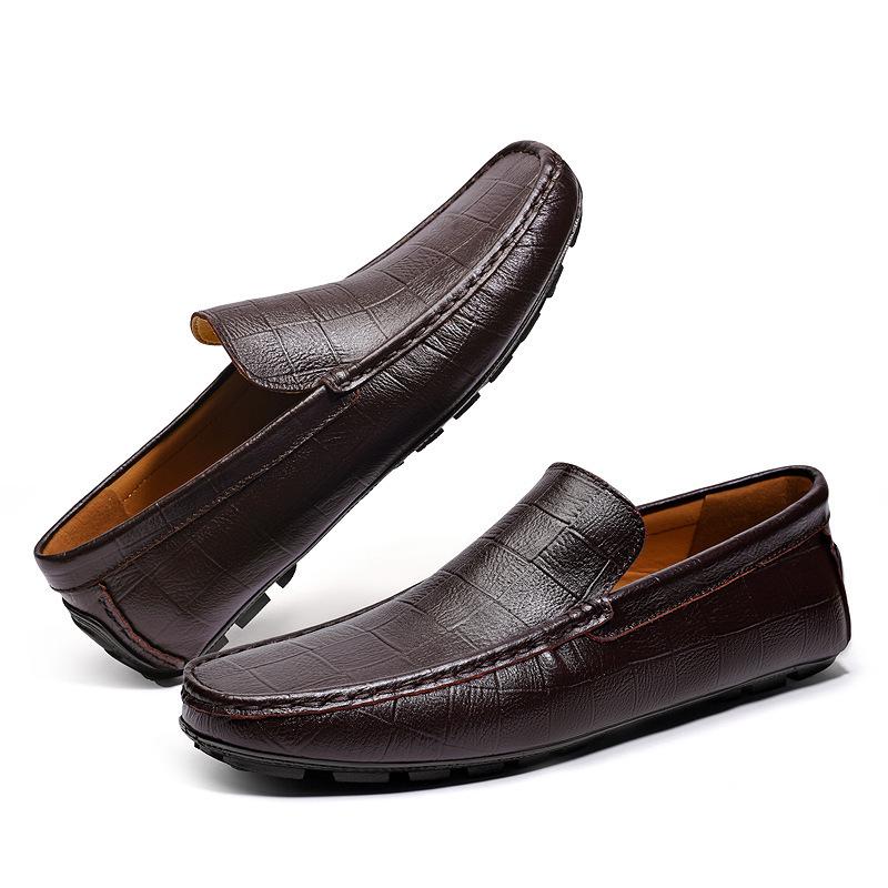 Men's Plus Size Genuine Leather Slip-On Driving Loafers, Soft Sole Moccasins, Sizes 45-47