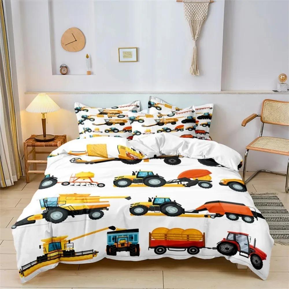 Cute Cartoon Boys Bedding Set Car Track Pattern Duvet Cover Set Children Bed Cover Comforter Cover Full King Pillow Case