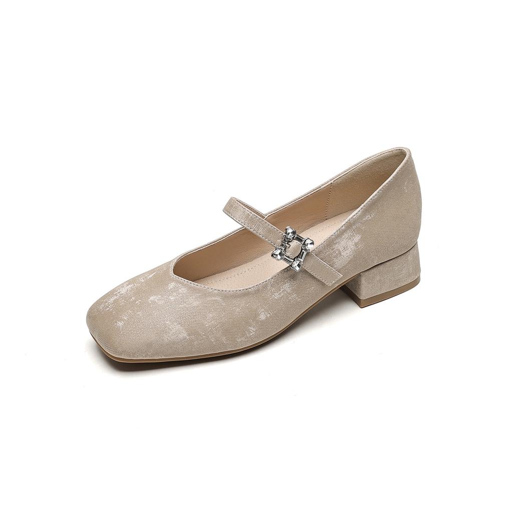 Square Head Mary Jane Shoes Women's Chinese Style Chinese Retro Light Mouth One-word Thick Heel Single Shoes