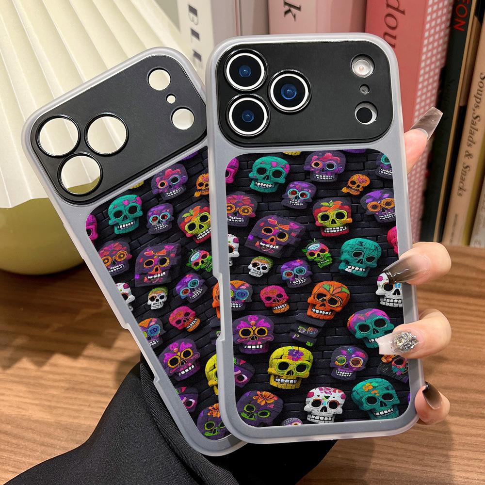 Color skull is suitable for iPhone17promax two-in-one mobile phone case, Apple 16 niche 15 generation soft case