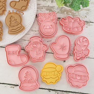 8 bucăți/set matriță pentru prăjituri, design cu elemente de Crăciun, din plastic rezistent la căldură, ciocolată premium DIY, pentru bucătărie