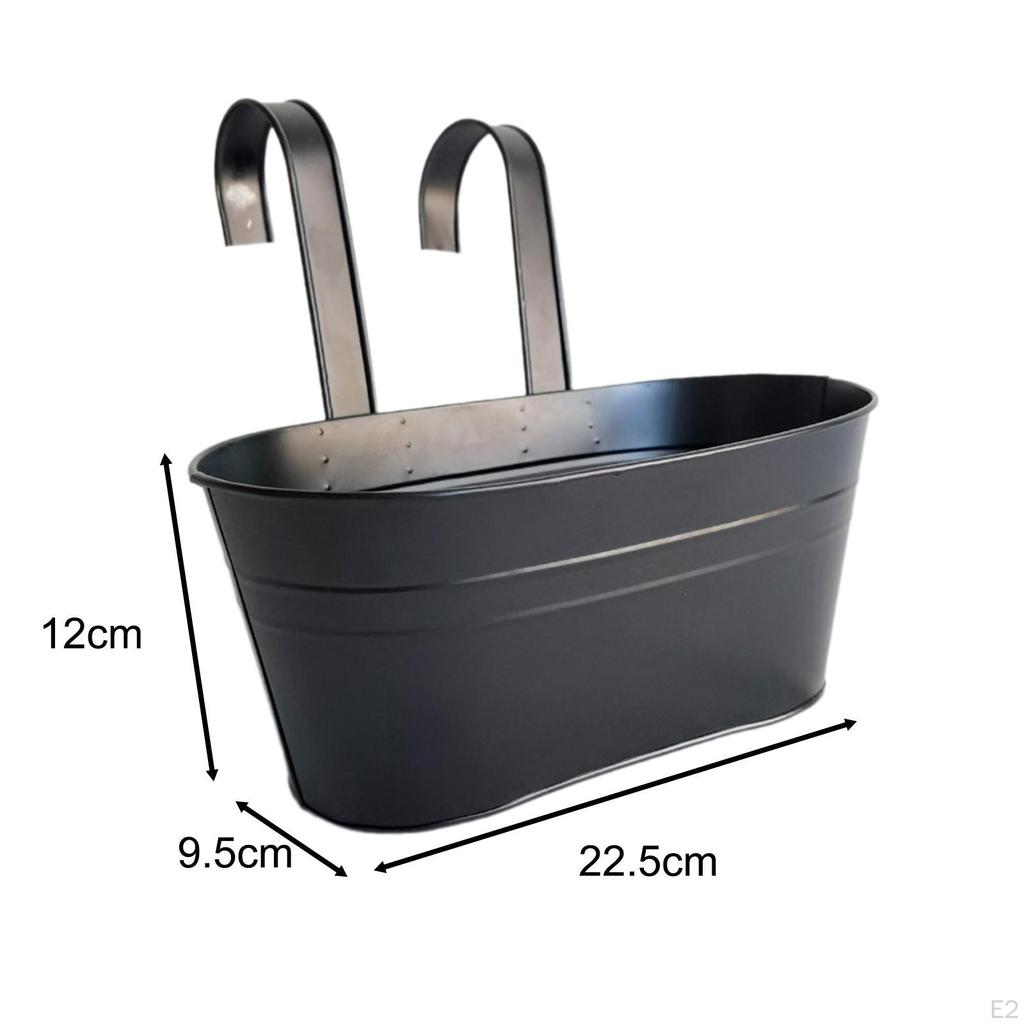 Flower Holder Hanging Pot Garden Balcony Iron Bucket Planter Detachable Hooks for Porch