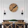 Non-Ticking Mechanism Wooden Wall Clock Cracked Wood Texture Rustic Wall Clock  For Office
