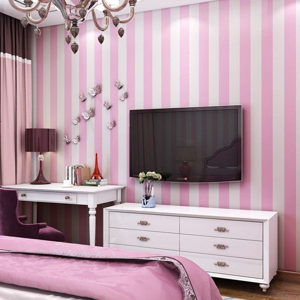 Peel and Stick Vinyl Pink and White Striped Wallpaper Contact Paper Wallpaper Self Adhesive Stripe Shelf Liner Dresser Drawer Cabinets Liner