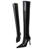 Bigtree Shoes Fashion Simple Soft Leather Women Long Boots Autumn Winter Pointed Toe Thin High Heel Over The Knee Black Boots