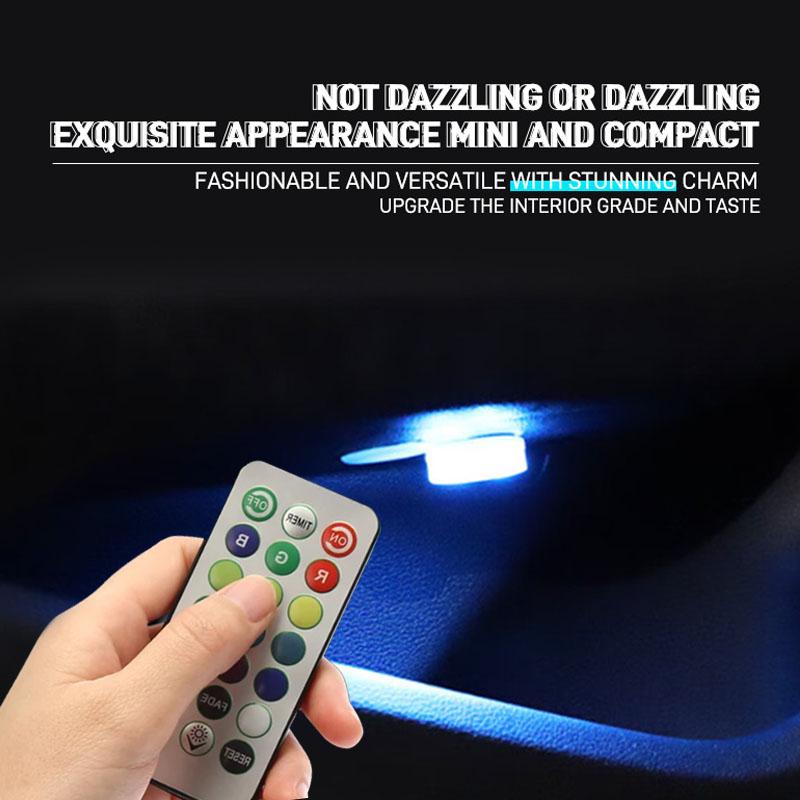LED Car Interior Ambient Light Wireless Remote Control Adhesive RGB Car Roof Atmosphere Lamp Bicycle Tail Light Warning Lights