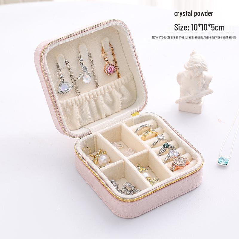 Vintage Samt Oval Schmuckaufbewahrungsbox mit Reißverschluss - Mini Tragbare High-End Verpackung