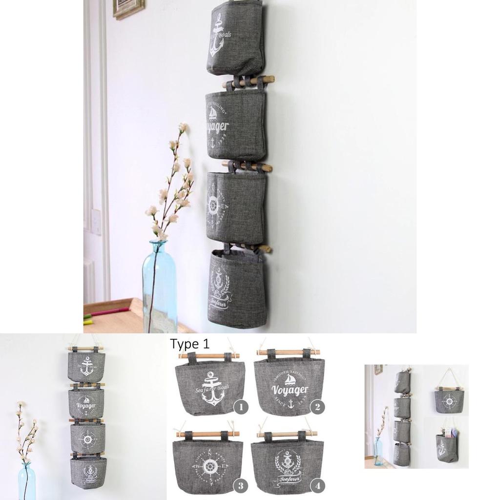 Borsa portaoggetti da appendere alla parete Zakka Cotone Lino Per Organizzazione Camera da Letto