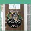 Stunning Handcrafted Wooden Dog Plaque With Classic Bow And Leafy Wreath For Charming Decor