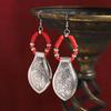 Woven earrings exaggerated Miao silver engraved earrings exotic retro style horse dress long earrings