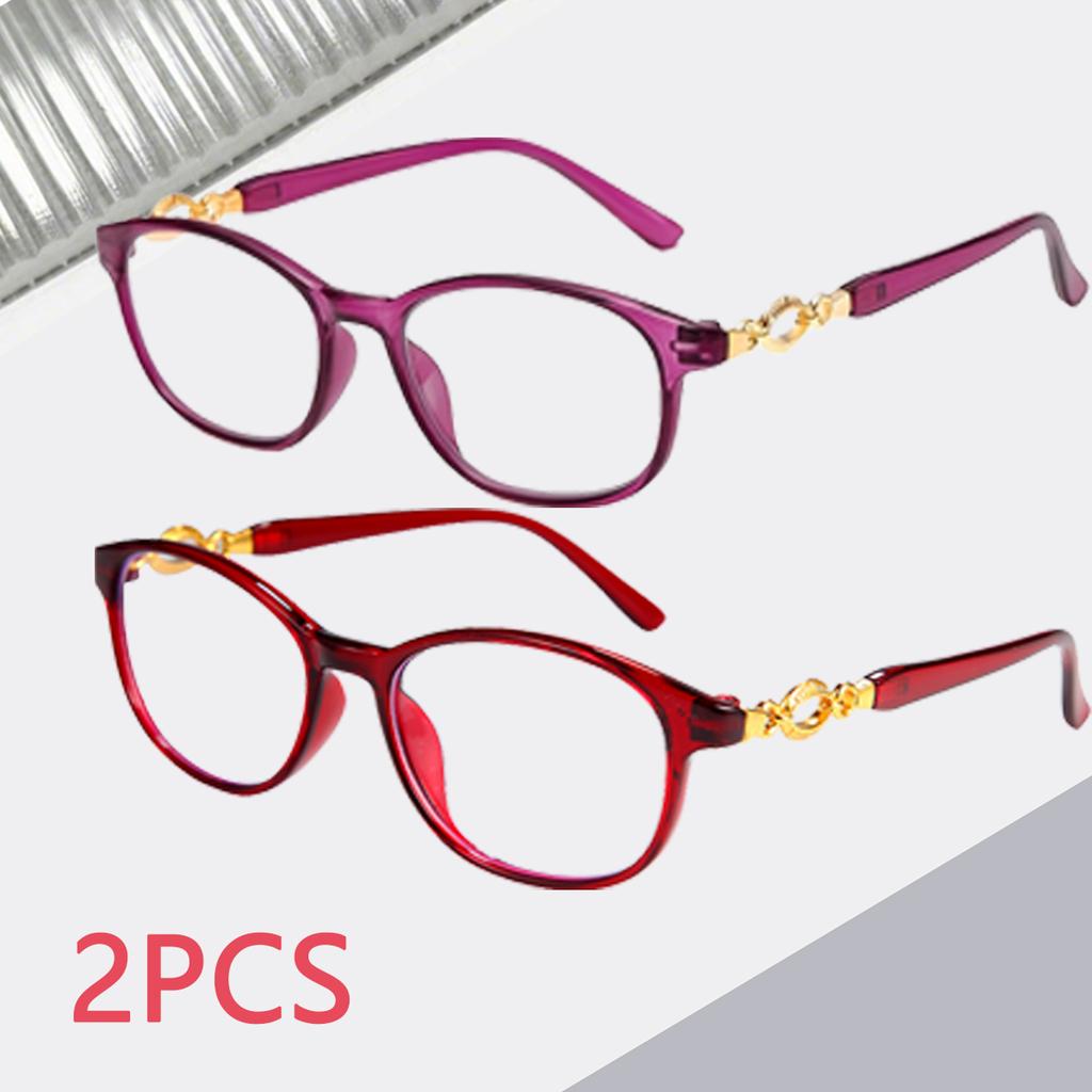 2PCS Anti-Fatigue Reading Glasses - HD Resin Lenses Blue Light Blocking Metal Hinge for Men & Women