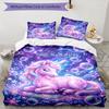 3PC Custom Name Unicorn Dreams Space Bedding Set Duvet Cover Closure Includes 1 Duvet Cover & 2 Pillowcases for Bedroom