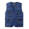 Plus Size Mens Denim Jacket Casual Coat Many Pocket Spring and Autumn Men's Waistcoat