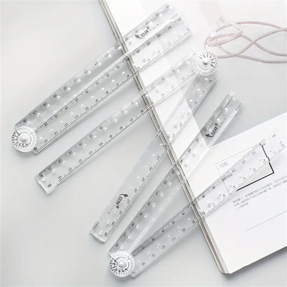 Creative Acrylic Ruler Transparent Folding Straight Simple Scale Plastic Student Drawing Ruler Korean Stationery School Supplies