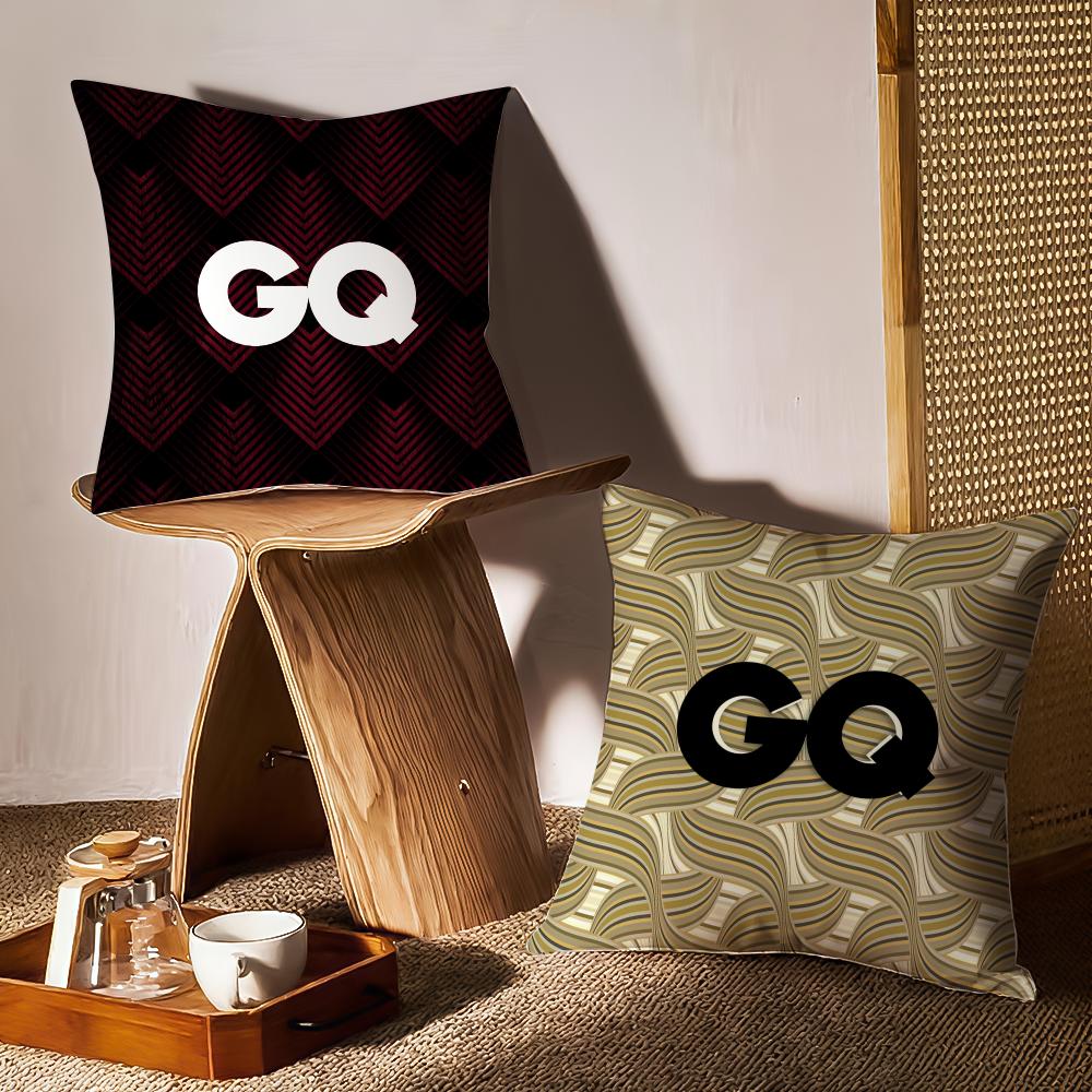 GQ Magazine Cushion Cover Anti-dustmite Pillowcase Invisible Zipper Silky Short Plush Sofa Cushion Cover