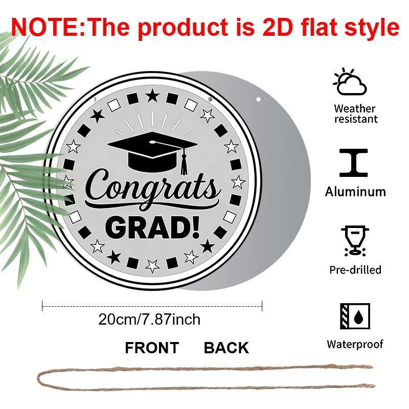 2D Flat Aluminum Graduation-themed Wall Hangings, Available in Multiple Sizes, Featuring A Black and White Badge-style Design, Are A Perfect Choice
