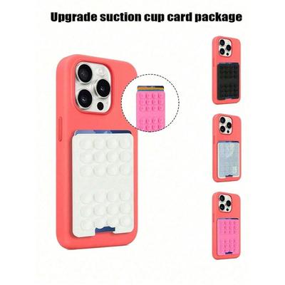 Silicone Suction Cup, Upgraded Suction Cup Card Holder, Square Single-Sided Phone Suction Cup Holder, Sticky Phone Case Holder