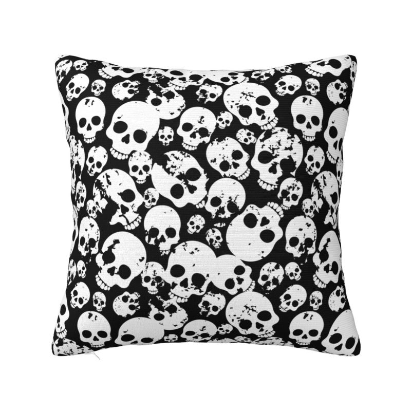 Custom Horror Skeleton Gothic Death Skull Cushion Covers 45x45cm Throw Pillow Case for Car Pillowcase Living Room Decoration