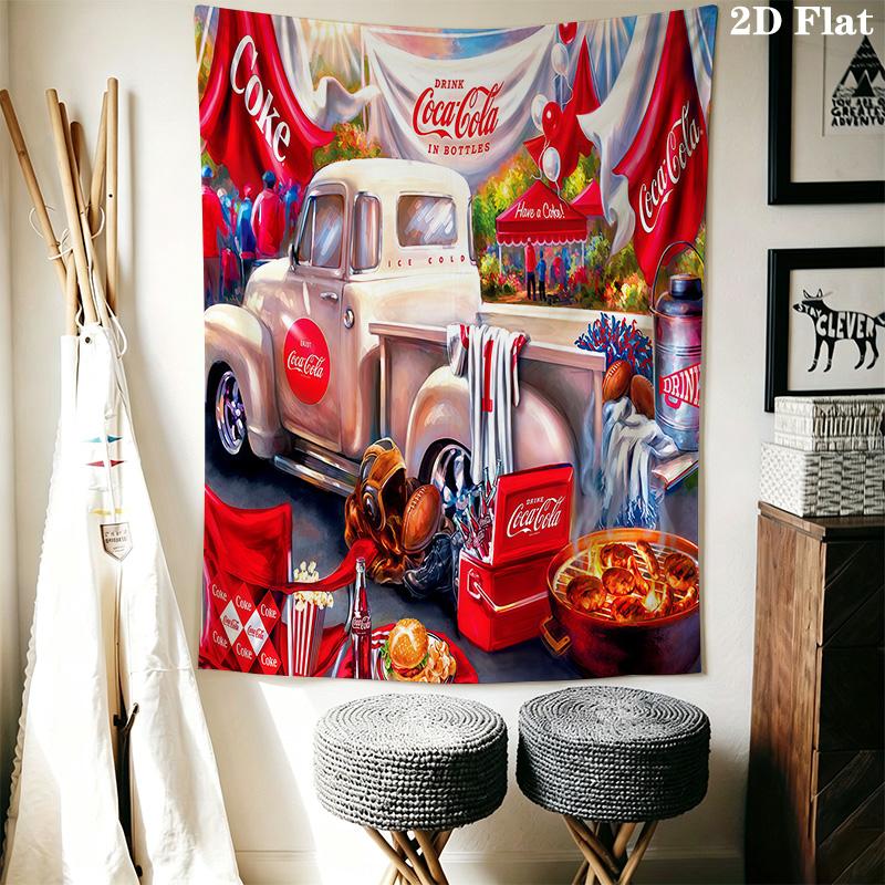 Cocacola Bottles Ice Bucket Tapestry Wallmounted Fashion Print Atmospheric Background Cloth Wall Decoration Wall Covering Decoration