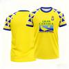 Camiseta de Fútbol Amarilla con Acentos Geométricos Azules/Blancos Camiseta Deportiva Transpirable Camiseta con Estampados 3D