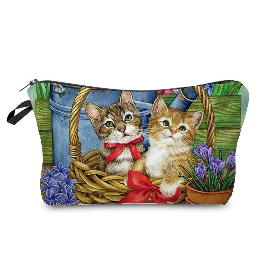 Women Cat Print Cosmetic Bag Toiletries Organize Travel Storage Case  6429