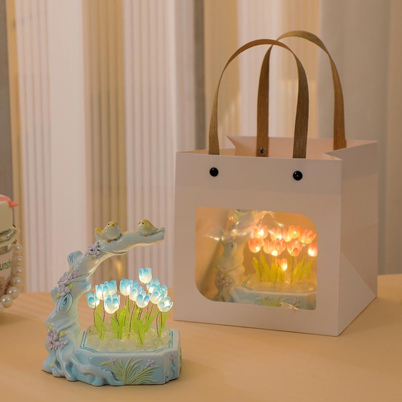 Tulip Night Light DIY Handmade Birthday Gift for Girls & Best Friends – Elegant Qixi Present for Girlfriend