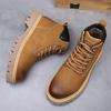 British Rhubarb Martin Boots Men's Autumn and Winter Cotton Thickened Winter Boots Retro Leather Versatile Platform Men's Boots