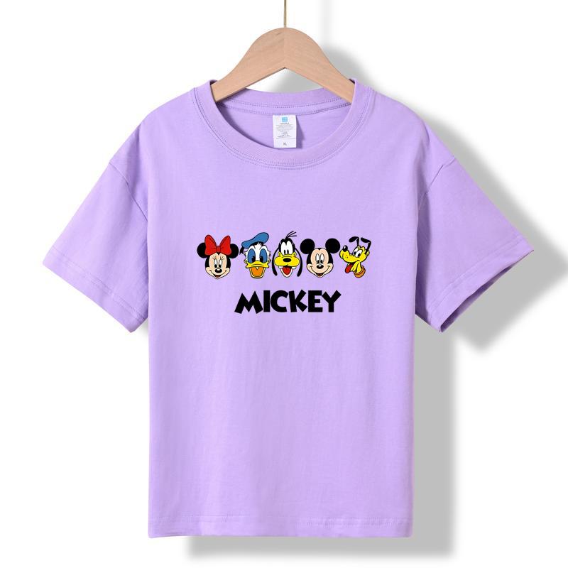 

XH91 MINISO 2026 Summer New Printed Cotton Round Neck T-shirt for Children Aged 1-16, Boys and Girls 150 фіолетовий