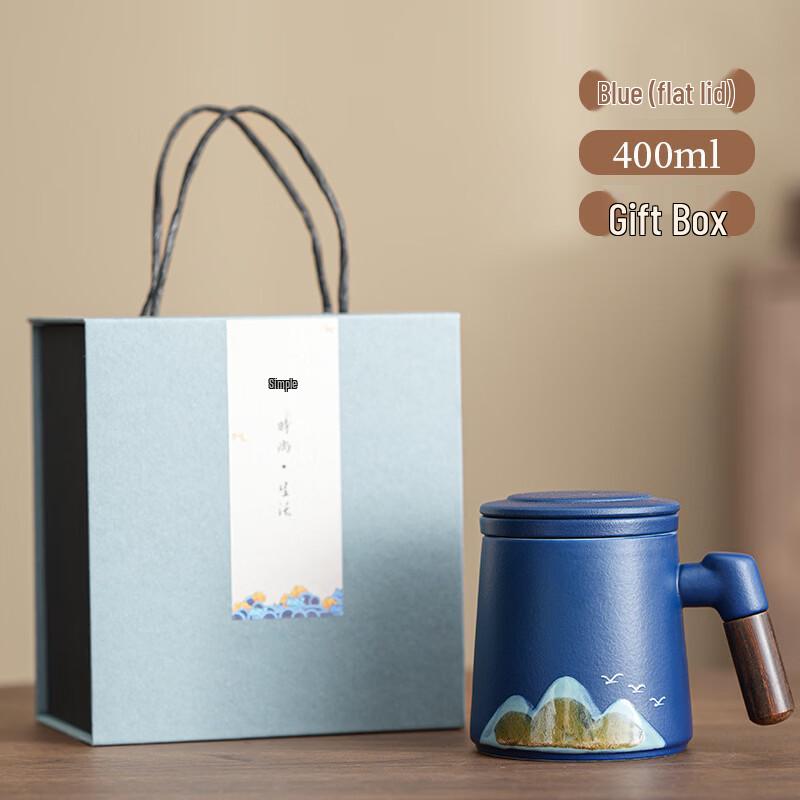 ZhuChuang JingPin Ceramic Tea Set with Green Mountain Bird Mug