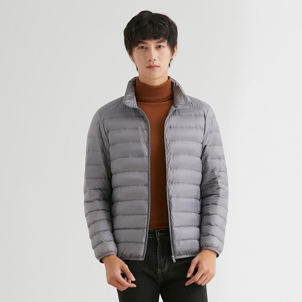 

Men s Lightweight 90% Down Stand-Up Collar Jacket - Autumn/Winter Collection XXL серый