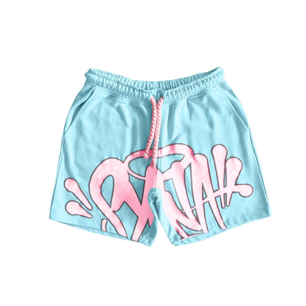 Men's Casual Print Drawstring Shorts, Lightweight Summer Beachwear, Red, Comfortable Fit